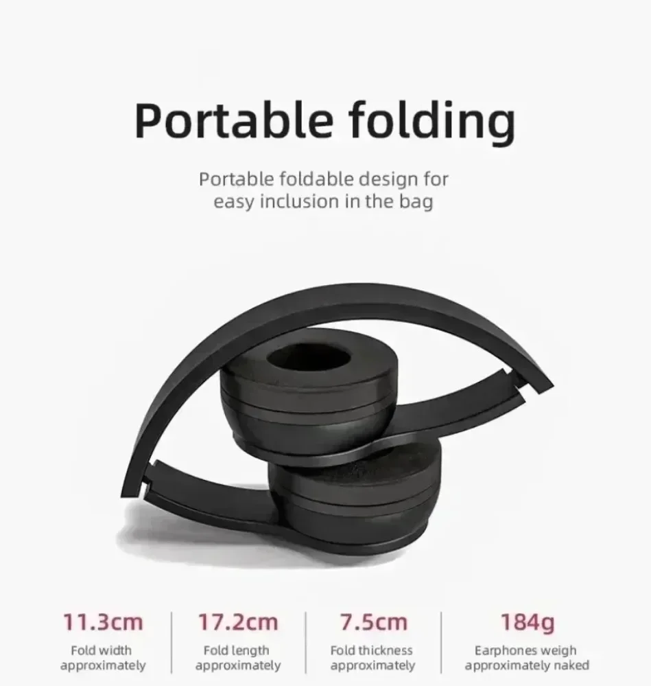 Faltbare Kabellose Bluetooth-Kopfhörer 5.0 Tragbares HiFi-Sound-Over-Ear-Headset für Sport, Reisen, Alltag, Gaming und Musikwiedergabe – Detail 6