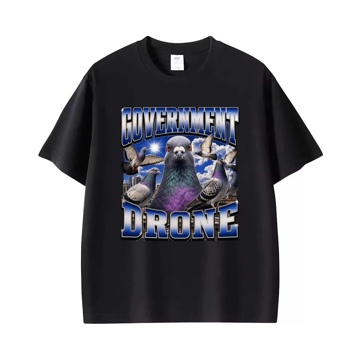 Government Drone Funny Pigeon Meme Graphic T-shirts Women Men Fashion Humor Oversized T Shirt Cotton Casual High Quality T-shirt