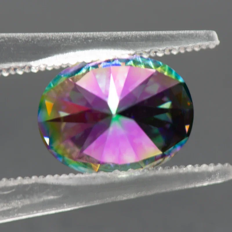 Moissanit-Stein, oval geschliffen, Regenbogen-Grün, VVS1, hochwertige DIY-Charms, Schmuckherstellung, Hauptmaterialien mit Zertifikat – Detail 4