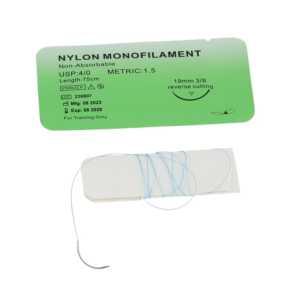 4/0 Medical Monofilament Thread Nylon Silk Surgical Simulation Suture Non-injured for Suture Teaching Exercises