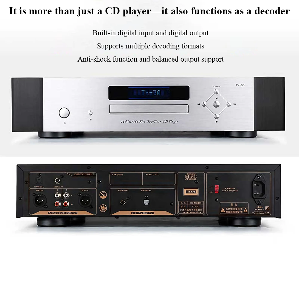 TY-30 High End Cd Player Home Hifi Cd Music Turntable Built in AD1955 DAC 24BIT 384KHz Full Balanced Circuit OPA2134 Op Amp Chip