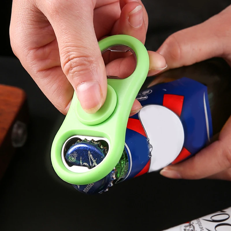 

2025 New Portable fingertip gyro decompression double head beer rotary bottle opener tool banquet gift wine accessories