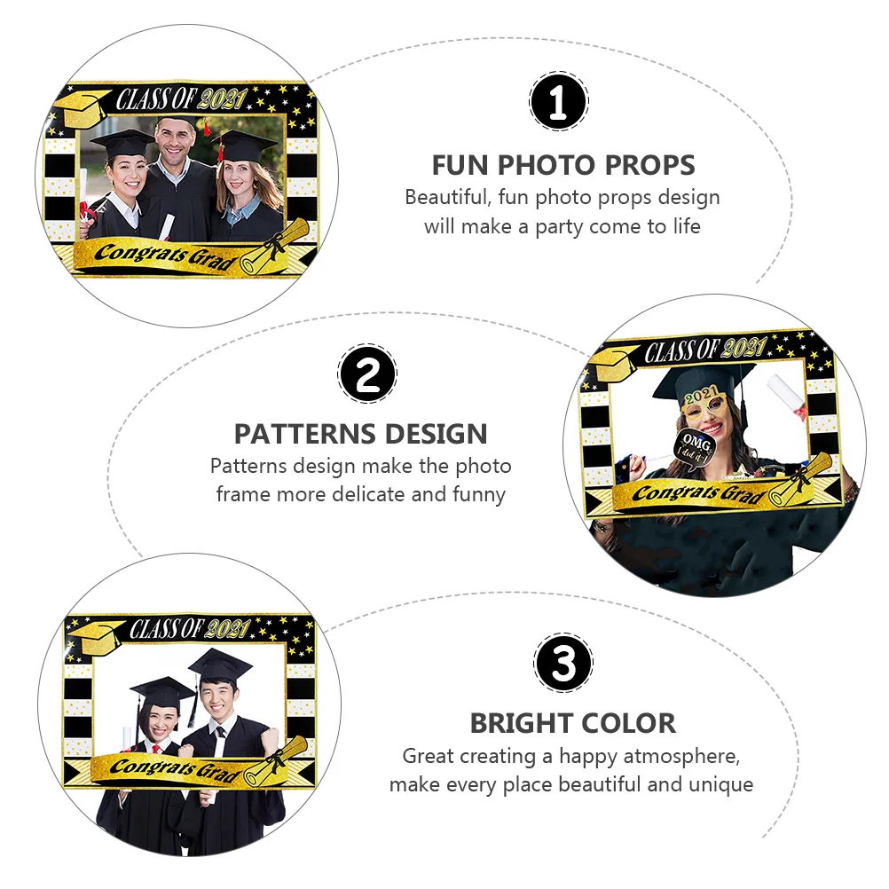 

1pc Graduation Paper Photo Frame Bright Fun Props for Party Selfie Accessories Unique Background Decor Handheld for Family