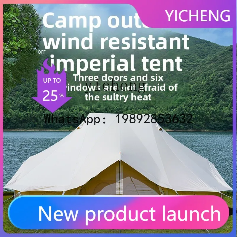 X3  Double Top Tent Outdoor Camping Flame Retardant Sunscreen Rain Protection Thickened Camp Big Tent