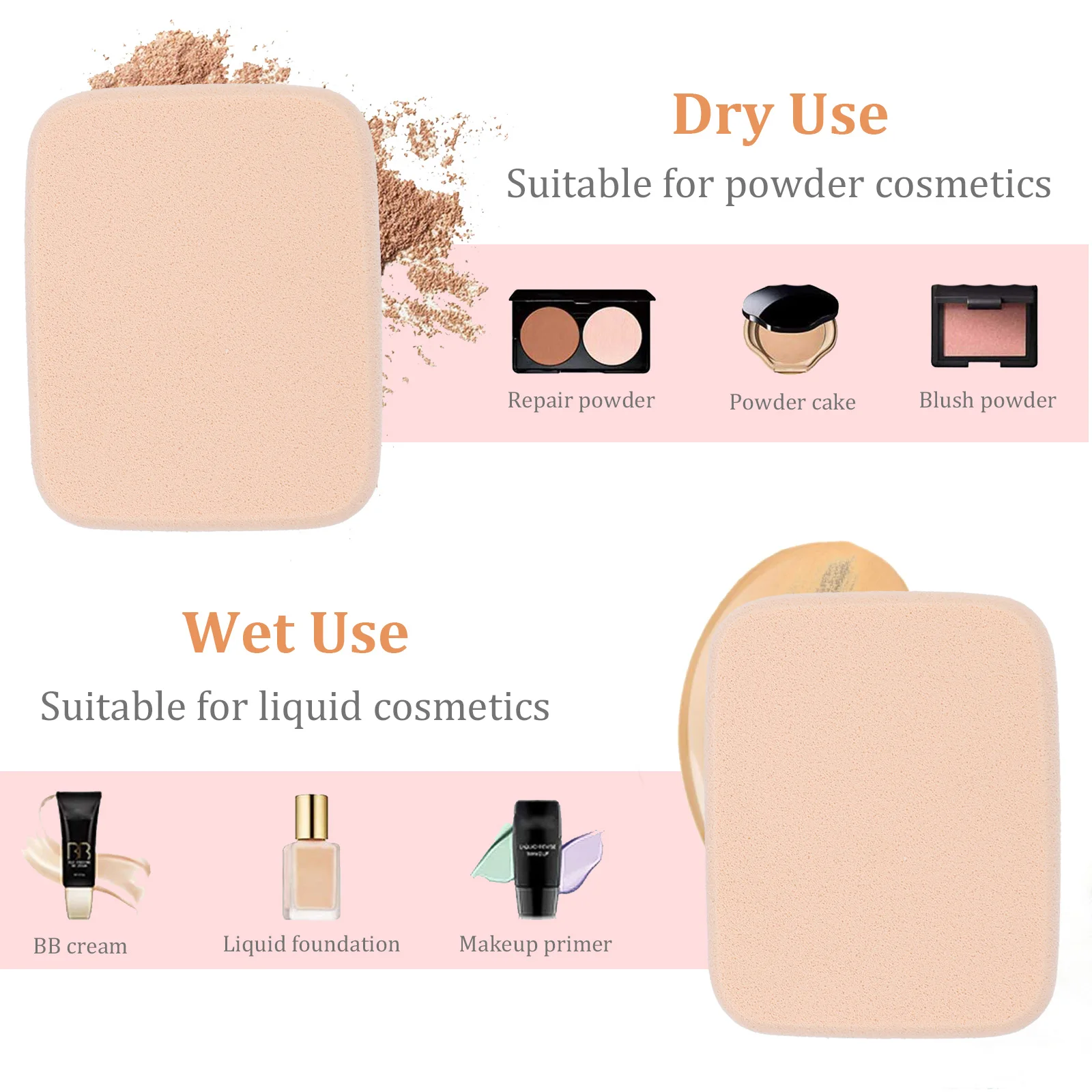 2 stuks poederdonsdoos voor gezichtspoeder foundation spons concealer make-up schoonheid compacte gezichtsbladerdeeg blender glad