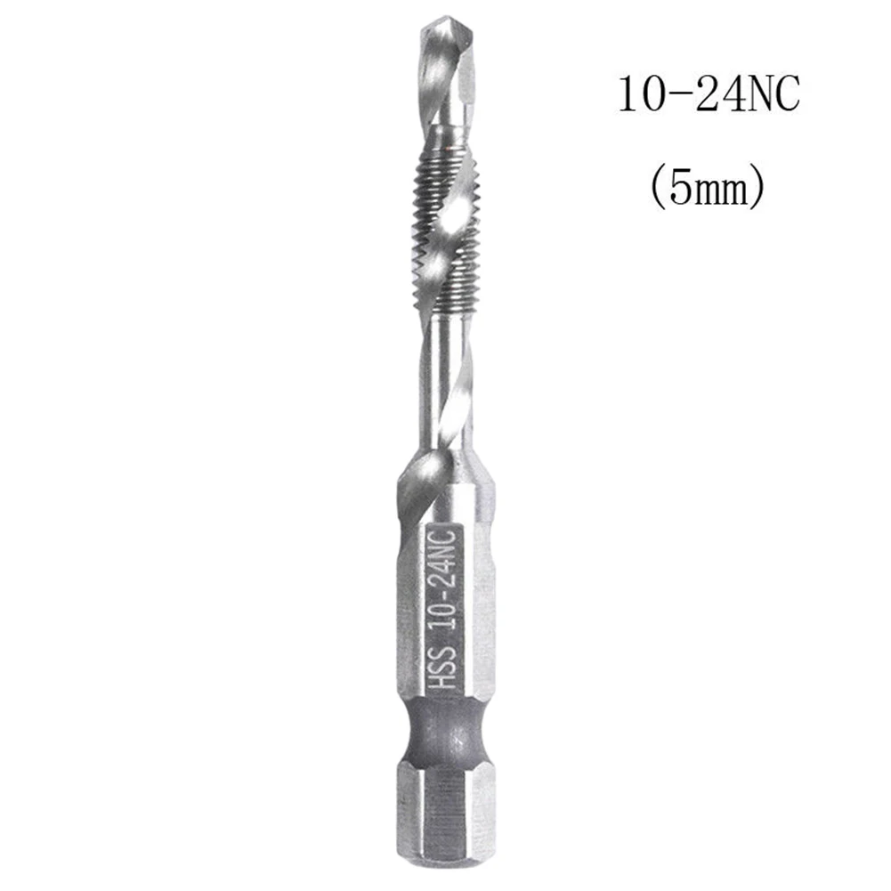 6pcs Hex Shank HSS Tap Drill Bits Set Hex Shank Screw Thread Bit Screw Machine Compound Tap Hand Tools 6-32NC 8-32NC 10-24NC