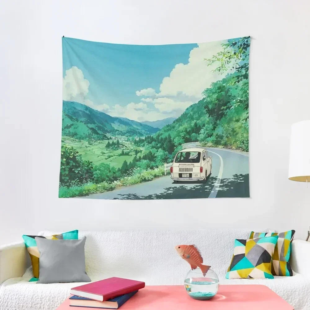 

Vintage Anime Road Scenery Tapestry Decoration For Home Wall Coverings Aesthetic Home Decor Tapestry