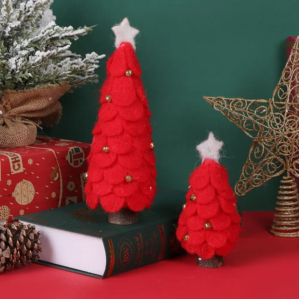 

Wool Felt Mini Christmas Tree Golden Bell Xmas Ornaments Artificial Christmas Tree Cute Creative Desktop Decoration Navidad