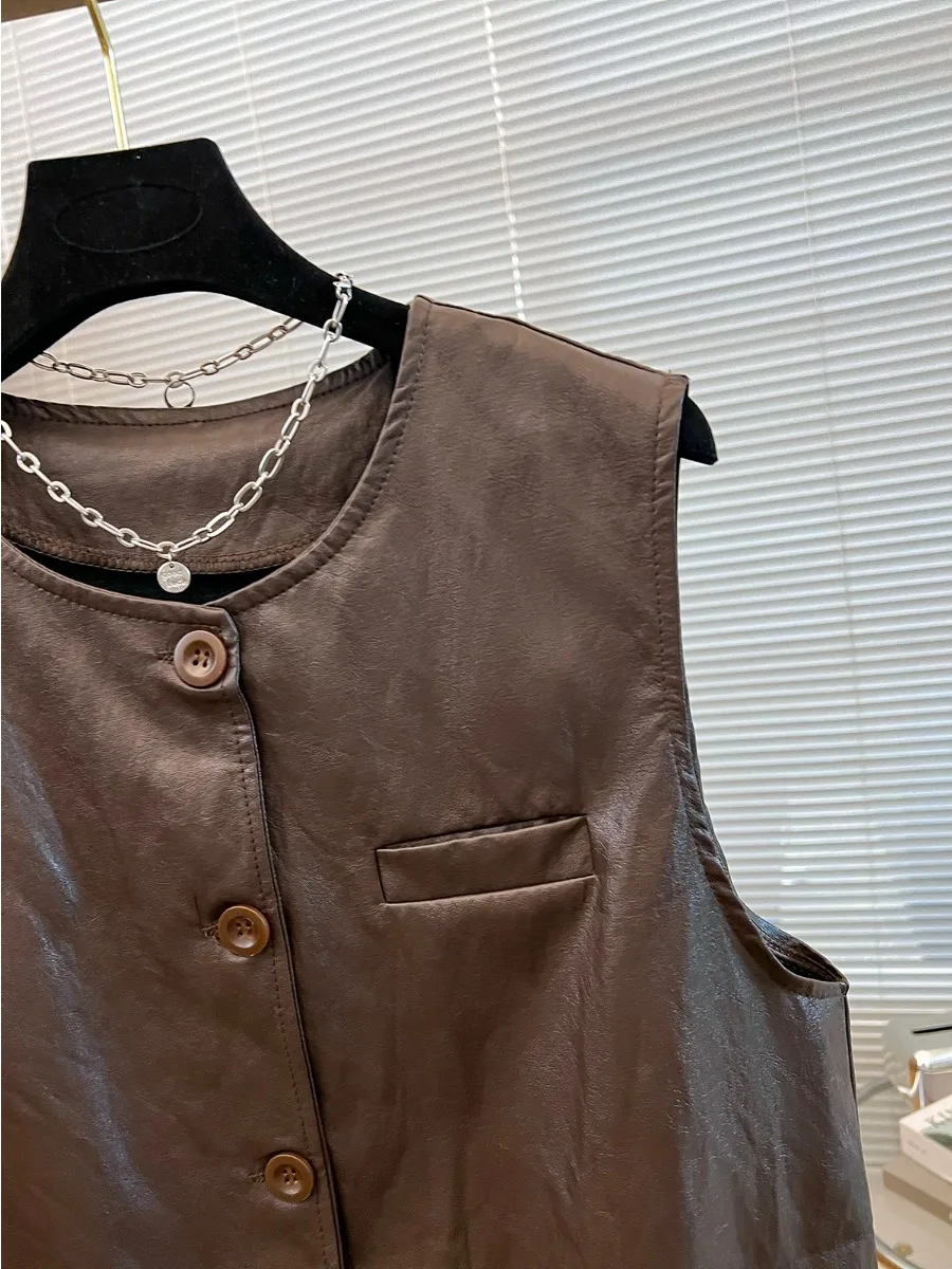 

Женский жилет из искусственной кожи круглого цвета Ne Svel в стиле пэчворк или Верхняя одежда Faion Commute Sle Small ence Wood Ear Design