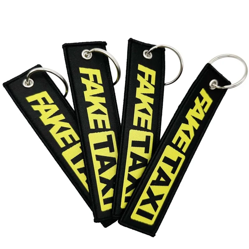 Personalized Custom woven logo Jet tag keychains Fabric keychains, with key rings, embroidered keychains for gifts and clothing