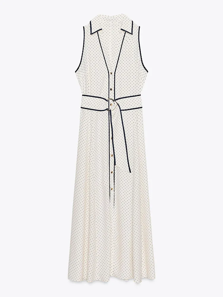 

Summer New Arrival Women's irt Sle Polka Dot Svel Midi Dr Color Blo Trendy Chinese Ethnic Faion Dr