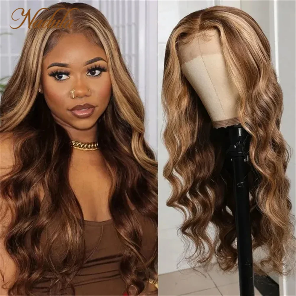 Nadula Honey Blonde Highlight Wig 13x4 Body Wave Wigs Ombre Hair 100% Virgin Human Hair Lace Front Wig Brazilian Hair