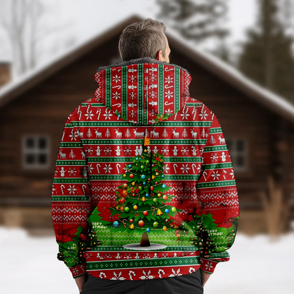 Jaquetas de inverno masculinas casacos, padrão de árvore de natal roupas de algodão sobretudo leve vitalidade jovem campus