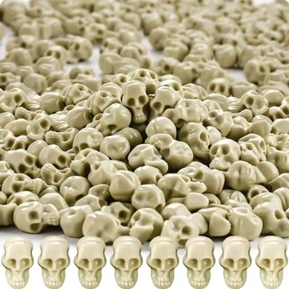 100 قطعة صغيرة مخيف الجمجمة رؤساء تمثال البلاستيك المشهد الصغير هالوين الجمجمة مصغرة تمثال الجنية حديقة سيارة الديكور