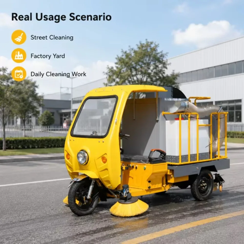 Driving Style Three Wheeled Tree Leaf Collection Vehicle