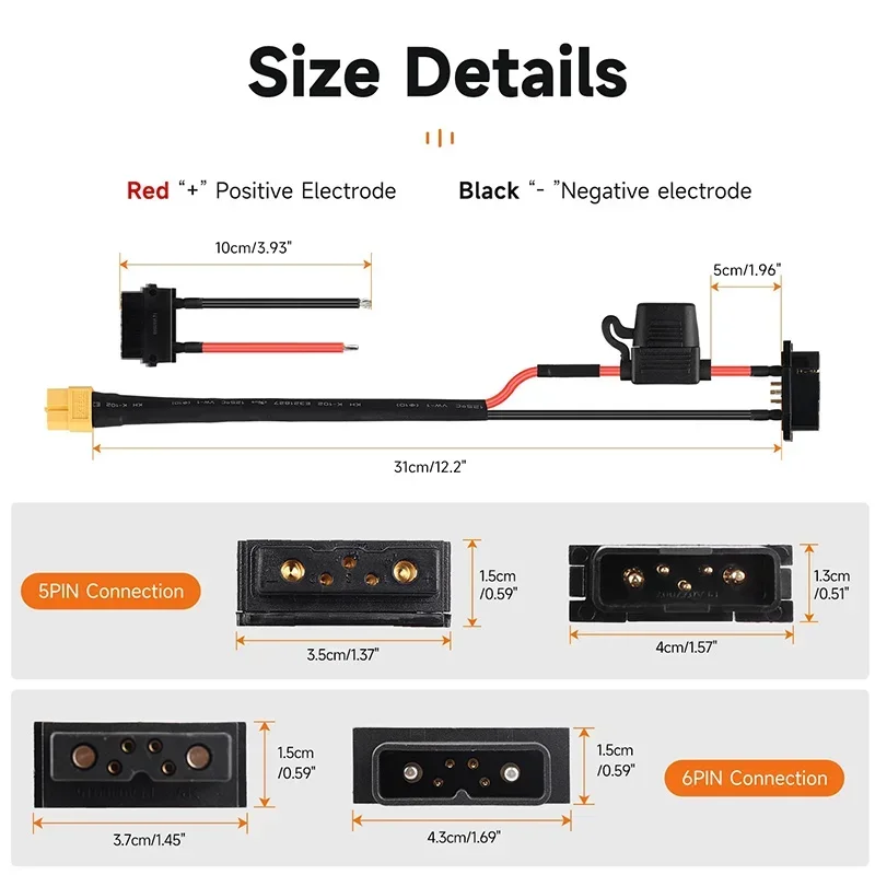 XT60 to 6Pin Adapter Battery Box 4/5Pin Discharge Connector Hailong G80/No.1 Type 2 E-Bike Power Battery Base Replacement Part