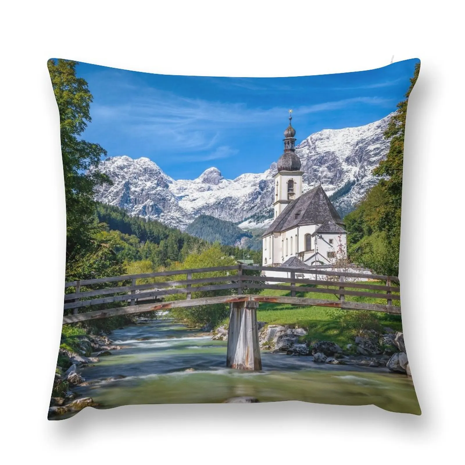 

Church of Ramsau in Bavaria Throw Pillow ornamental pillows Cushion Cover Cushions For Sofa pillow