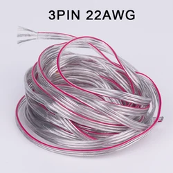 3pin transparent wire with Red edge 22AWG PVC insulated wire Electronic extension cord for WS2811 WS2812 SK6812 pixel light