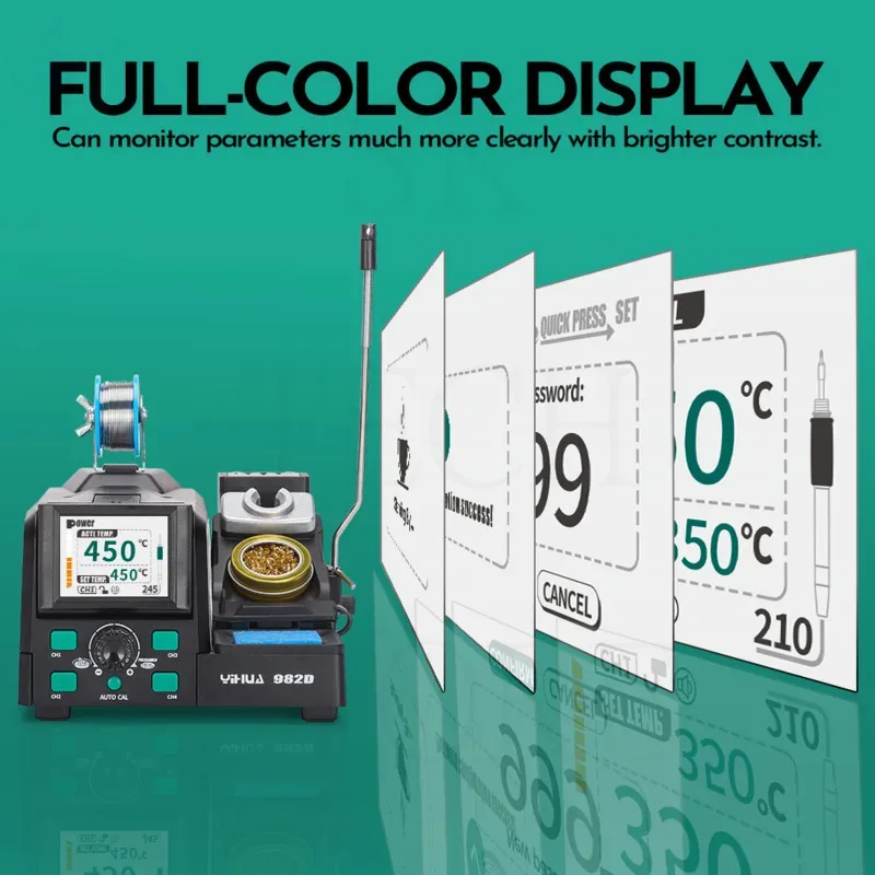 Yihua-substituição Aquecimento Estação de solda, ferro de solda Handle, Auto Temperture, Calibratio para PCB Welding, compatível C210, C245, 982D