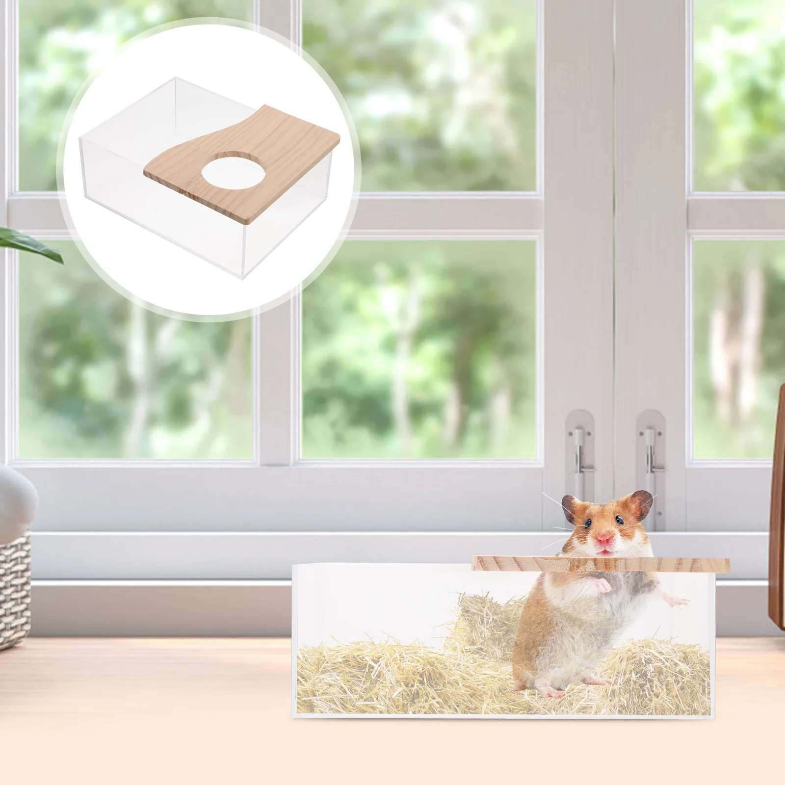 

1pc Hamster Toilet Bath Box For Small Pets Acrylic Transparent Hamster Toilet Bathtub Digging Container Pet Supplies