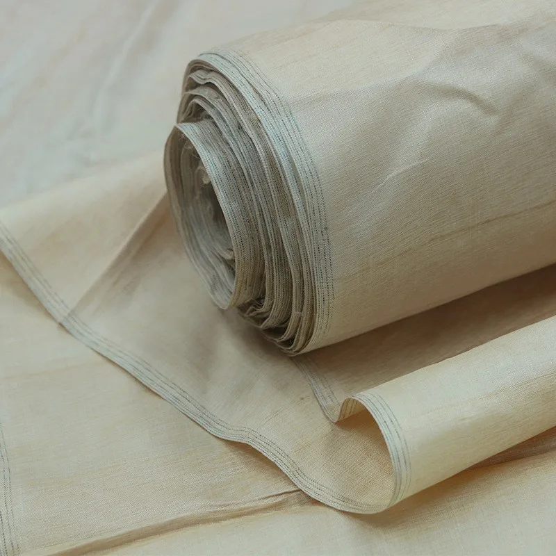 

Natural color 80CM narrow width tussah silk fabric crafted by artisans ecological light luxury old