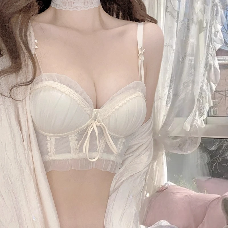 Bequemes japanisches Korsett-Oberteil, kabelloses modisches Bustier für kleine Brüste, Alltag, Schnürung, reines sexy Dessous-Set für Damen, MOYISU