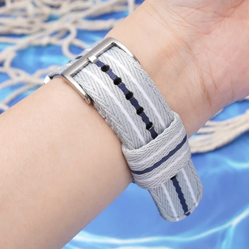 20mm 22mm Nylon Canvas Strap for MoonSwatch Seiko Universal Outdoors Sport Woven Watch Band for Swatch X Blancpain Five Oceans