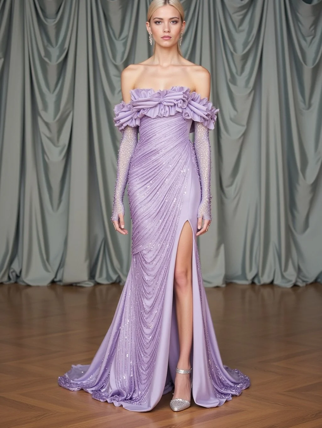 

Dubai Elegant Evening Party Dresses Vintage Purple Formal Occasion Ruffle Side Slit Prom Gowns Customized فستان مناسب