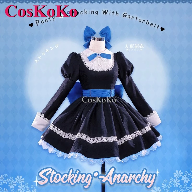 CosKoKo Stocking Cosplay Anime Panty & Stocking With Garterbelt Costume Sweet Black Dress Halloween Party Role Play Clothing New