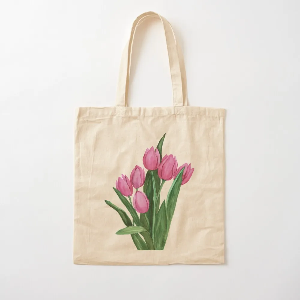 

Pink Tulips Painting Tote Bag Canvas shoulder bag Women's shopper bag canvas tote Canvas Tote