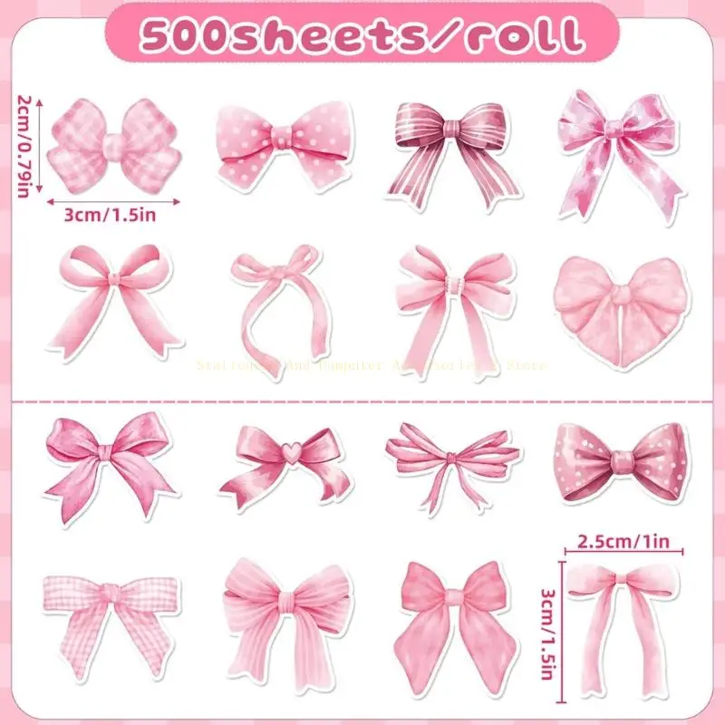500 Pcs Pink Bows Seal Sticker Decorative Sticker Gift Box Sticker for Journal