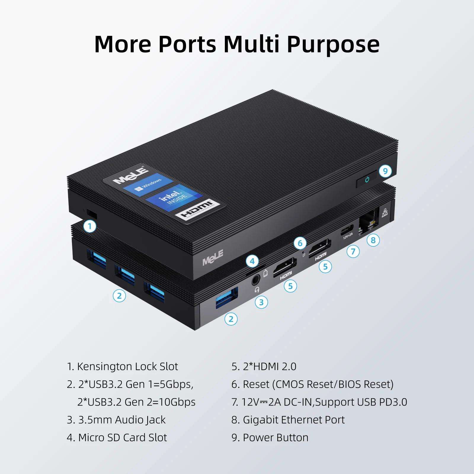 Imagem -02 - Mini pc Fanless Mele Quieter3q Celeron N5105 Windows 11 Pro 8gb 128gb 256gb Computador Iot Industrial Hdmi Duplo 4k Gigabit Wifi5 Pxe