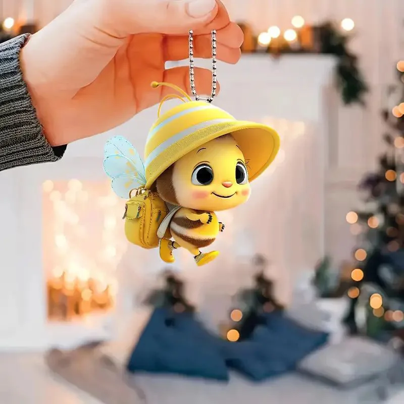 Acrylic Cute Wasp Backpack Bee Car Pendant Ornaments for Home Decorations Christmas Booknook Yard Garden Decors Items