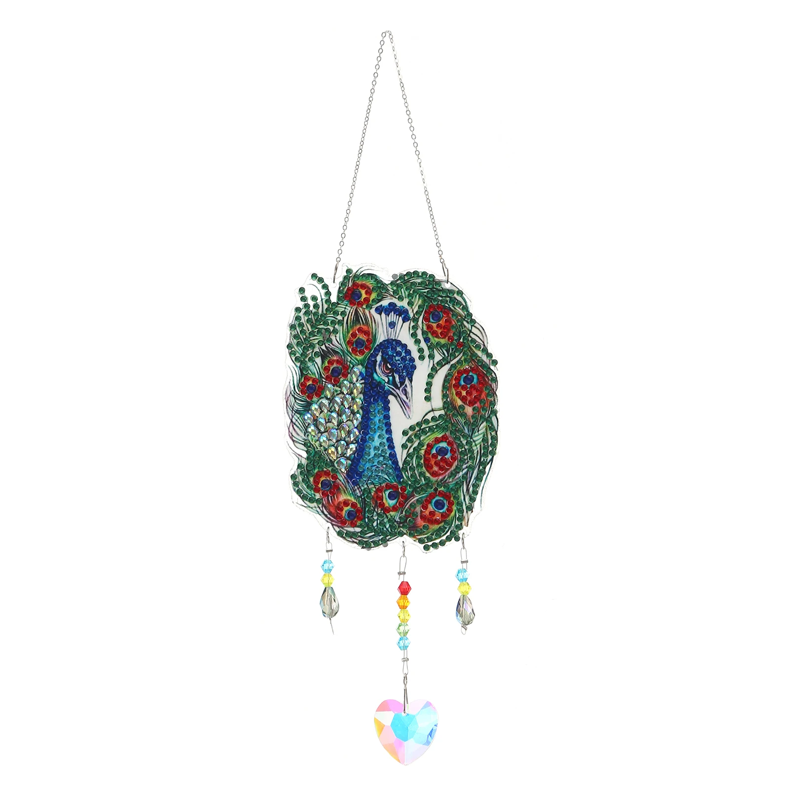 

5D DIY Window Hanging Diamond Painting Peacock Wind Chime Pendant Crystal Bead Diamond Embroidery Courtyard Garden Decoration