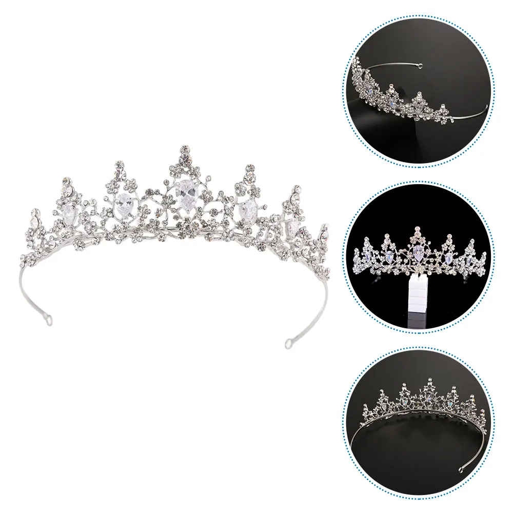 

1 Pcs Baroque Rhinestone Crown Tiara Exquisite Water Drip Wedding Hair Accessories For Women