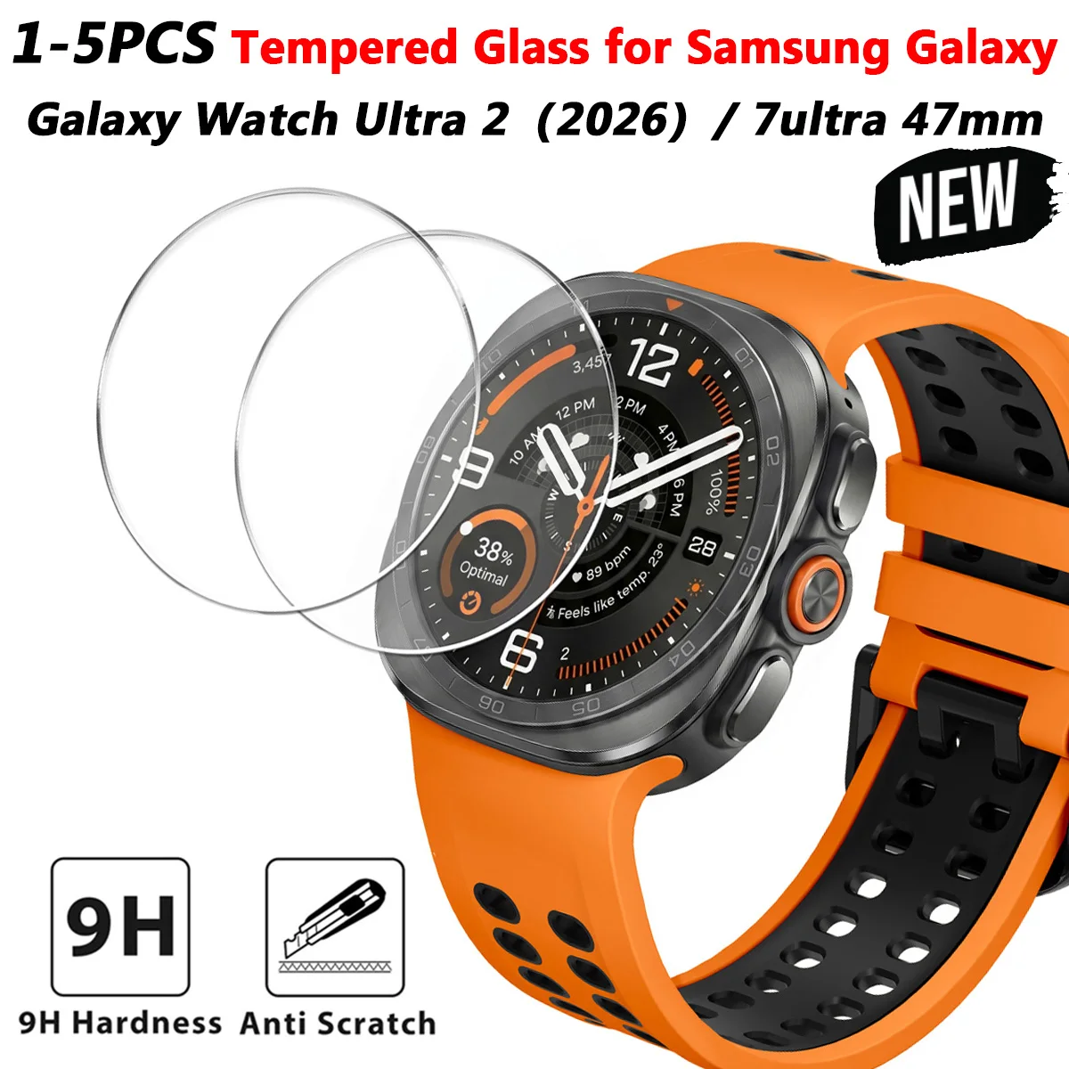 1-5Pcs Tempered Glass for Samsung Galaxy Watch Ultra 2 /Ultra 47mm 9H Hardness Screen Protector Protective Glass Easy to Install