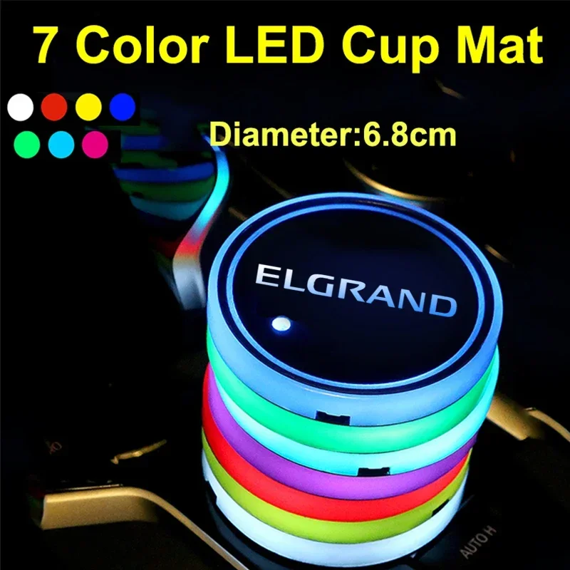 Multicolor LED Car Coaster Decoration For Nissan Elgrand Auto Water Cup Mat Light Inteior Ambient Light Accessories