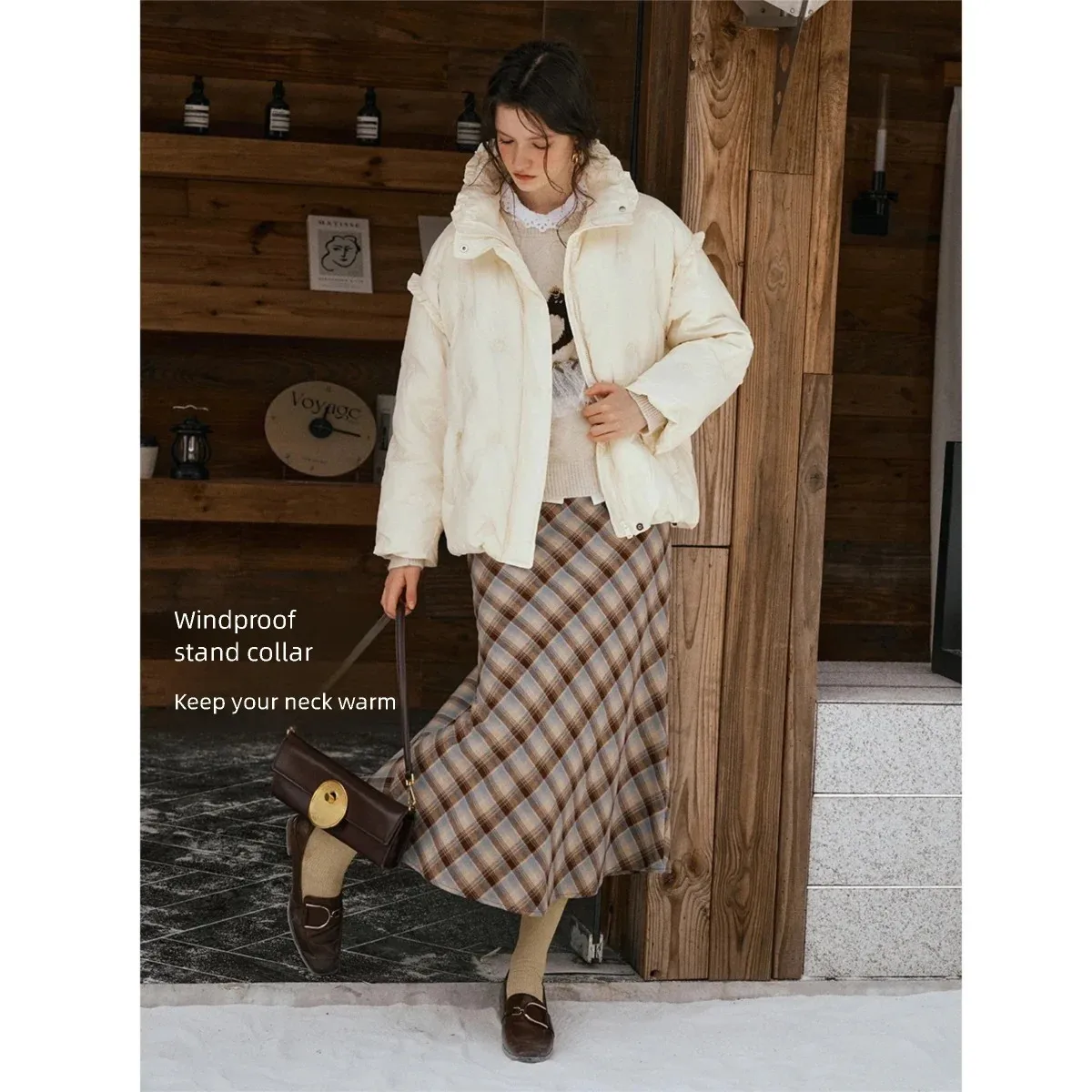 OLrain Women's Winter Jacket 2025 Elegant Ruffles Turn-down Collar Down Coats Floral Embroider Short Ladies Jackets GO57DY000820