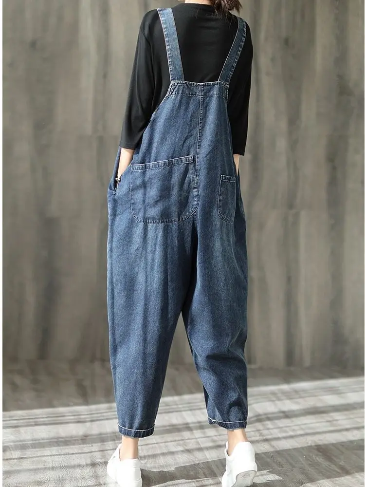 Nieuwe Dames Casual Mouwloze Verstelbare Bandjes Losse Jumpsuit Slabbetje Overall Geschikt Voor Schoolwerk Date 2024 Effen Kleur Yc74