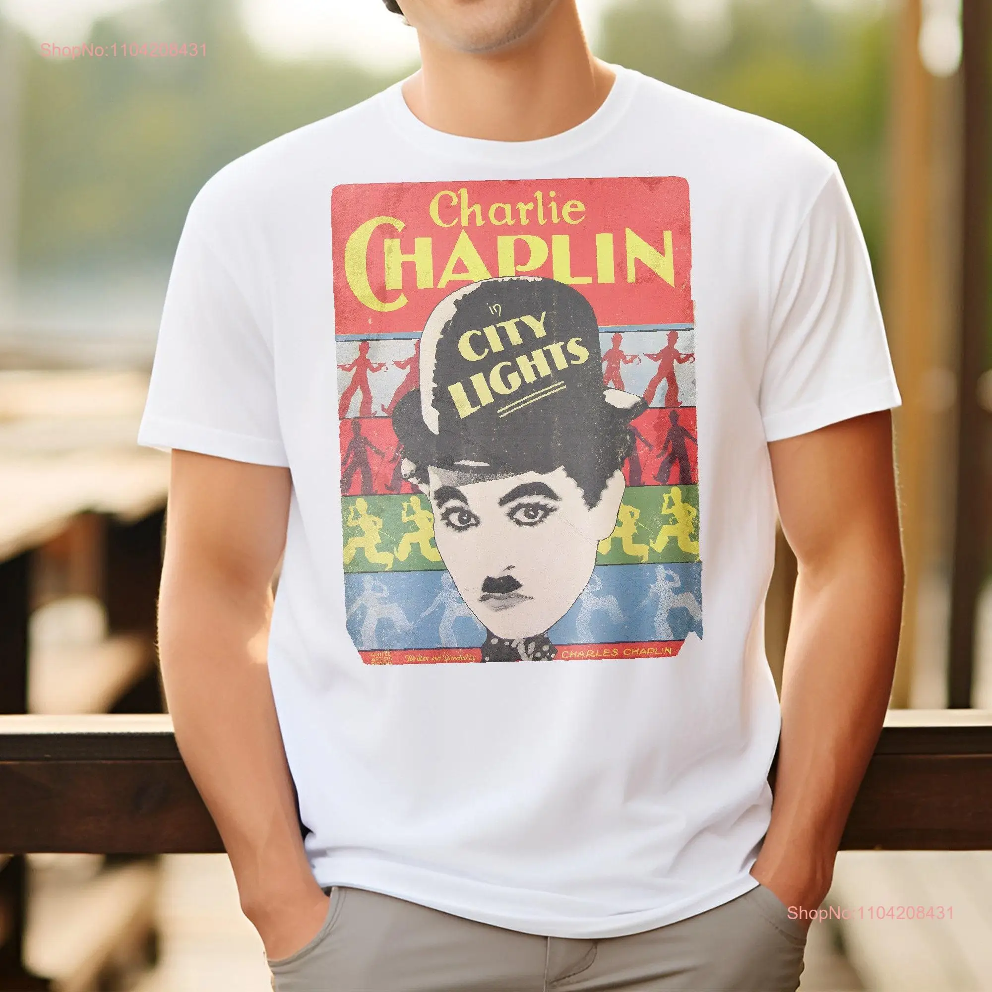 City Lights 1931 V3 Vintage Movie Poster T Shirt Film Lover Classic Retro Sizes S 5XL long or short sleeves