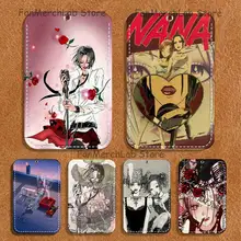 Anime Peripheral N-Nana Pattern 1Pc PU Leather Card Holder Keychain Key Ring Door Lock Access Tags ID Card Case Keychain Card