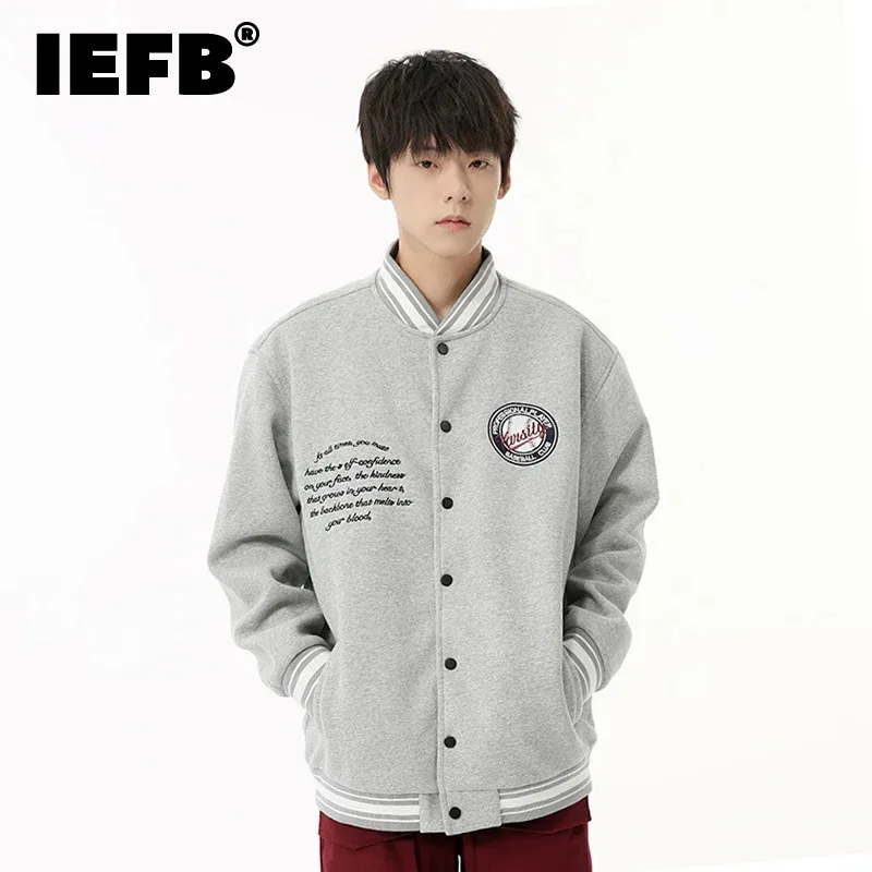 

IEFB American Style Men's Jackets Casual Embroidery Three-dimensional Letter Tops Single Breasted Loose Male Coats Autumn 9C6887