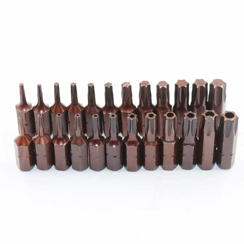 12 pçs/lote 1/4 Polegada S2 Aço Liga 25 MILÍMETROS Longo Magnetic Torx Bits Chave de Fenda Set Ferramentas T6 T7 T8 T9 T10 T15 T20 T25 T27 T30 T35