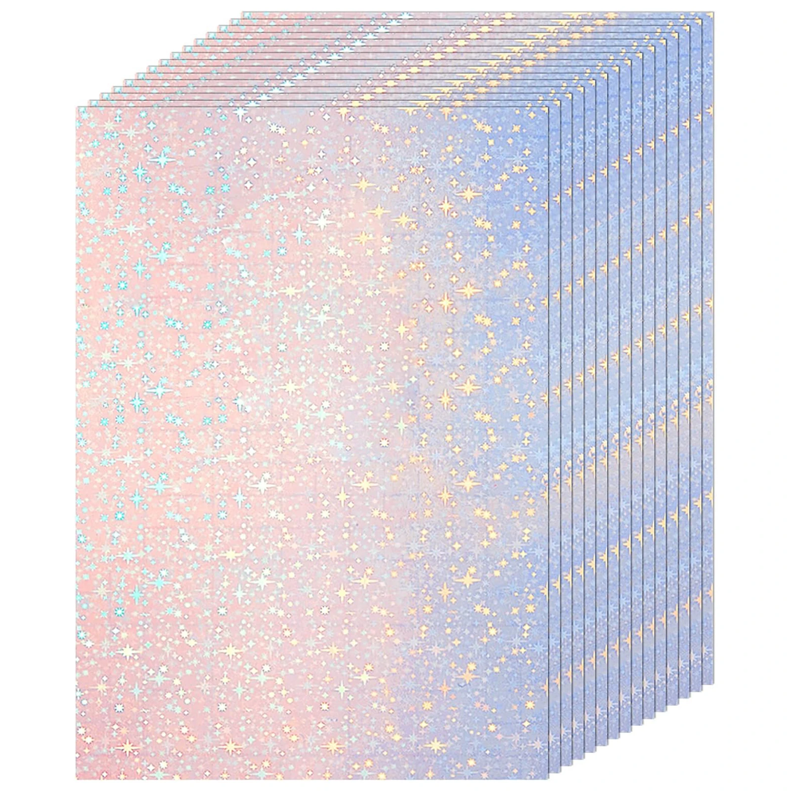 A4 50 ورقة 8.3x11.7 في النجمة الثلاثية الأبعاد ملصق ورقة بريق واضح تراكب الباردة الترقق فيلم ورقة الفينيل ذاتية اللصق