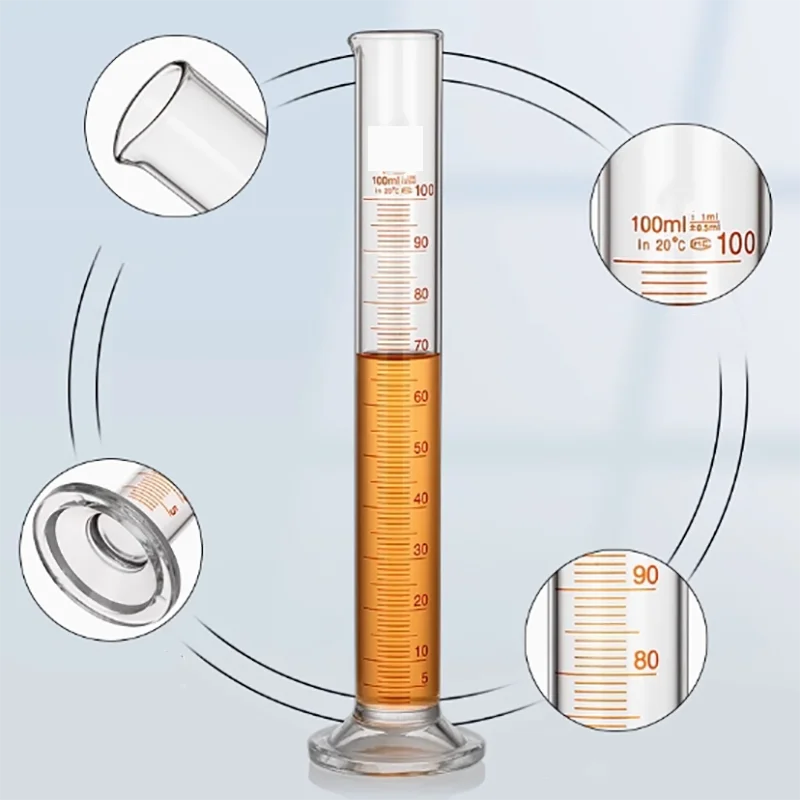 100ml glass petroleum graduated cylinder distillation range test measuring cylinder with graduated cylinder