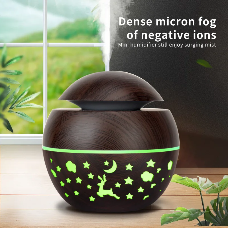 2024 Home Mushroom Head Bedroom Air Purifier USB Desktop Nebulizer Wood Texture Personalized Aromatherapy Machine Humidifier