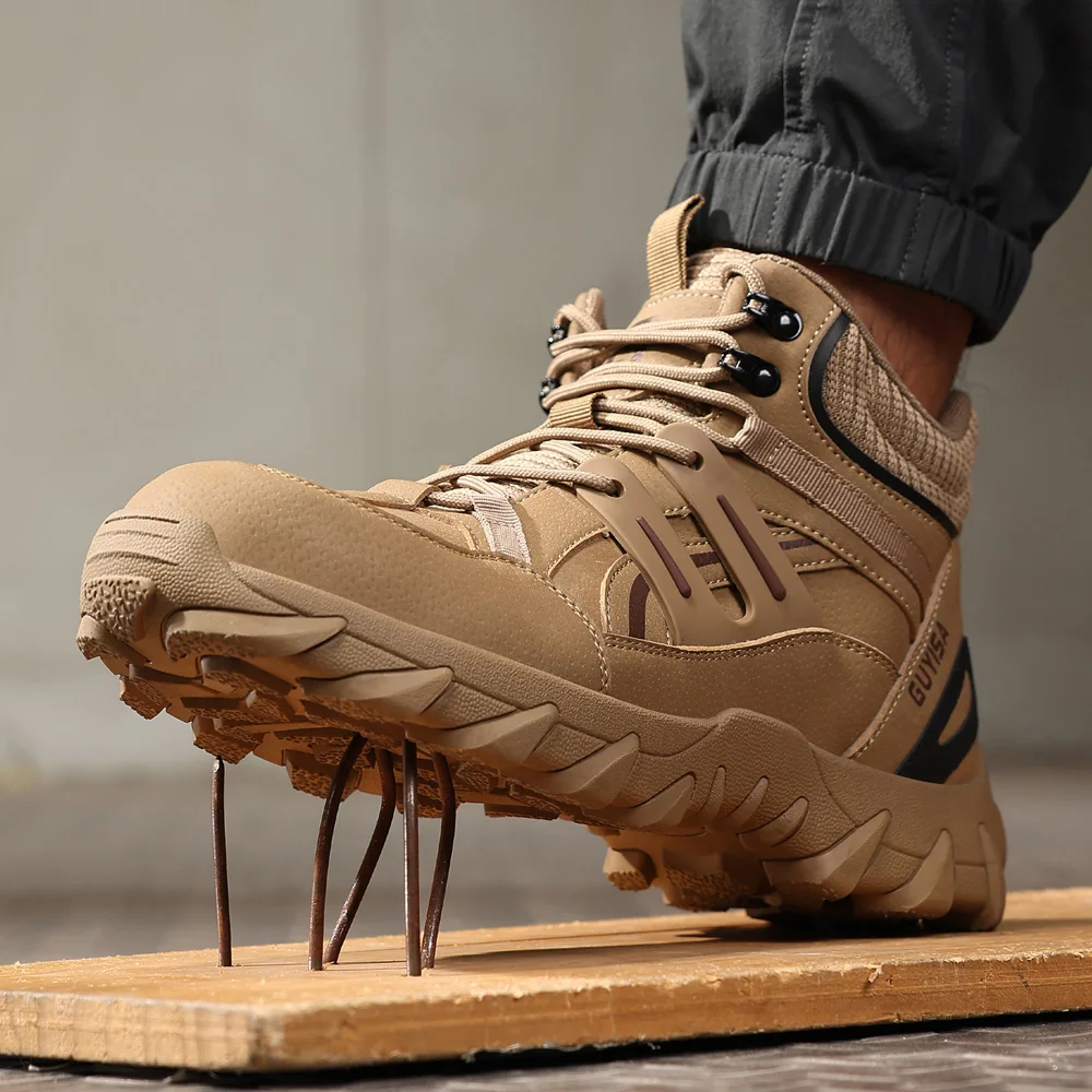 High Quality Men Safety Boots Anti-Smash Steel Toe Shoes Anti Puncture Work Boots Comfort Wear-resistant Indestructible Shoes