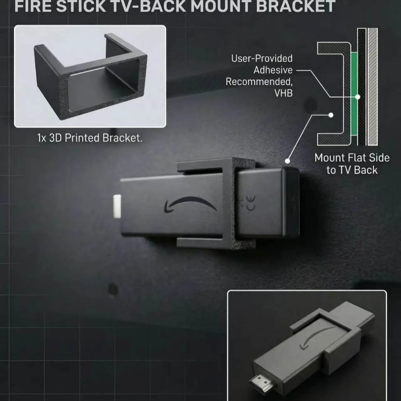 Plastic Wall Mount Bracket for Fire TV Stick, Rugged Durable Space‑Saving Compact Easy‑Install Streaming Media Device Holder