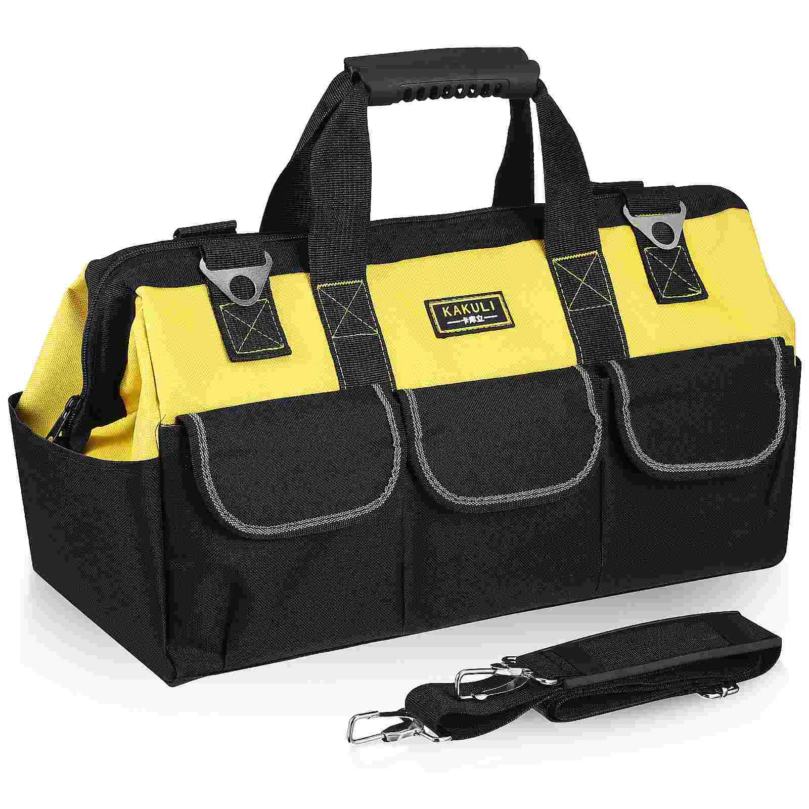 Oxford Cloth Tool Bag 20 Inch Double Layer Bottom Pad Large Capacity Handbag Tote Electrician Pouch Storage Bag For Men