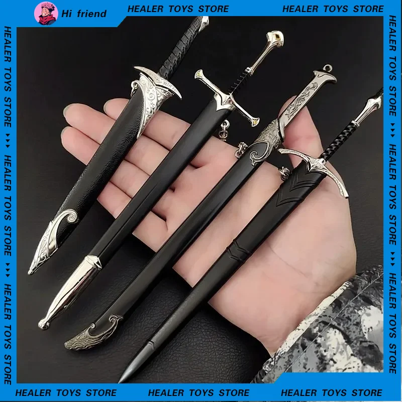 22 cm Glamdring Aragorn Narthil Waffen Schwert Elfen Anduril Mittelalterliches Peripheriegerät Metall Samurai Schwert Schlüsselanhänger Ornamente Geschenke Spielzeug